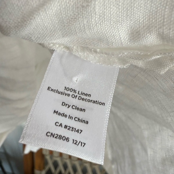 Talbots White Linen Top Size L with Colorful Fish Embroidery - Picture 5 of 6